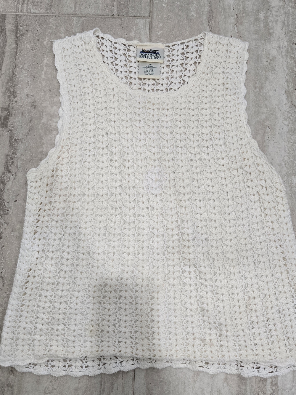Vintage Northern Reflections Cream Crochet Knit Tank Top